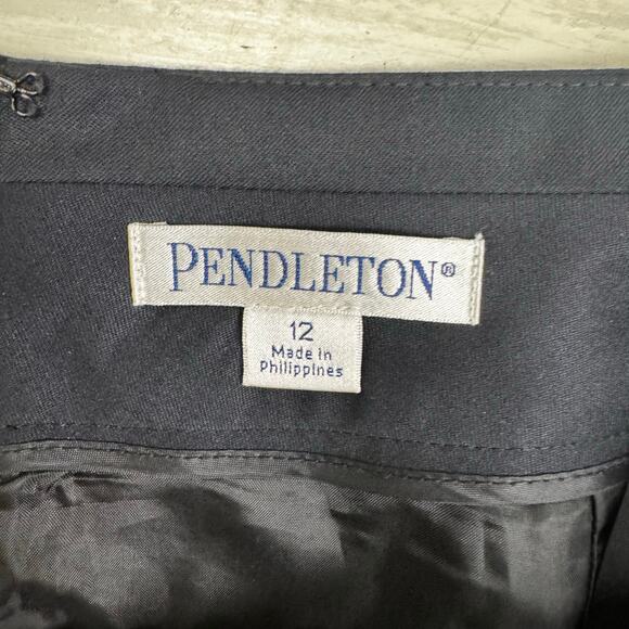 Pendleton Black Wool Blend A Line Pencil Skirt Sz 12 Vented Career Office Pocket - Picture 3 of 9